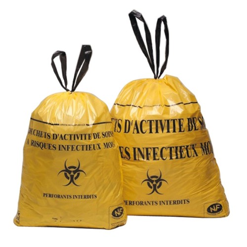 Sac pour déchet médical Liens coulissants Jaune 50 L