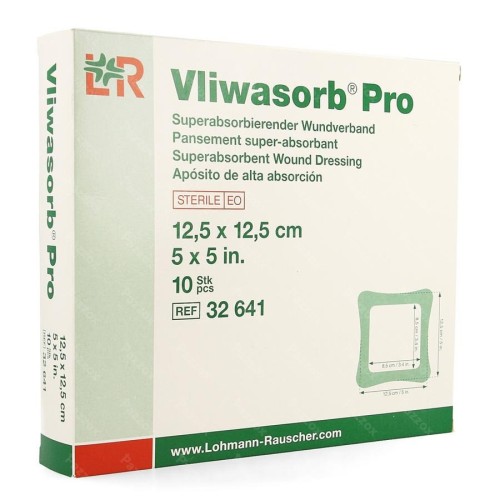 Pansement Vliwasorb Pro stérile 12,5 x 12,5 cm
