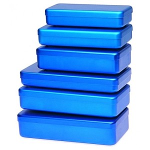 Boîtes, plateaux, cupules et haricots - Boite en aluminium bleu 170 x 70 x 30 mm