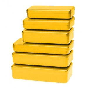 Boîtes, plateaux, cupules et haricots - Boite en aluminium jaune 170 x 70 x 30 mm