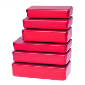 Boîtes, plateaux, cupules et haricots - Boite en aluminium rouge 170 x 70 x 30 mm
