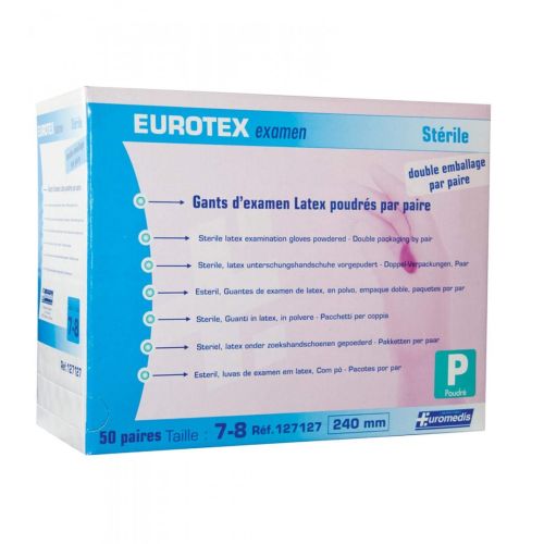 Gant d'Examen Stérile en Latex Taille L Poudré Eurotex
