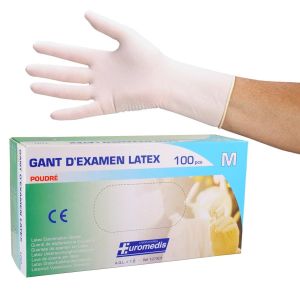 Gants - Gant d'Examen Latex Taille M Poudrés Euromedis