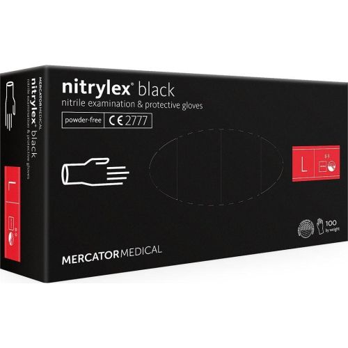 Gants de nitrile jetables avec texture adhérente - Noir - Large - Boîte de  100